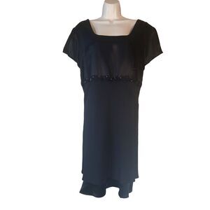 VTG Jessica McClintock Gunne Sax Dress Black‎ Beaded Sequin Plus Size 18W USA